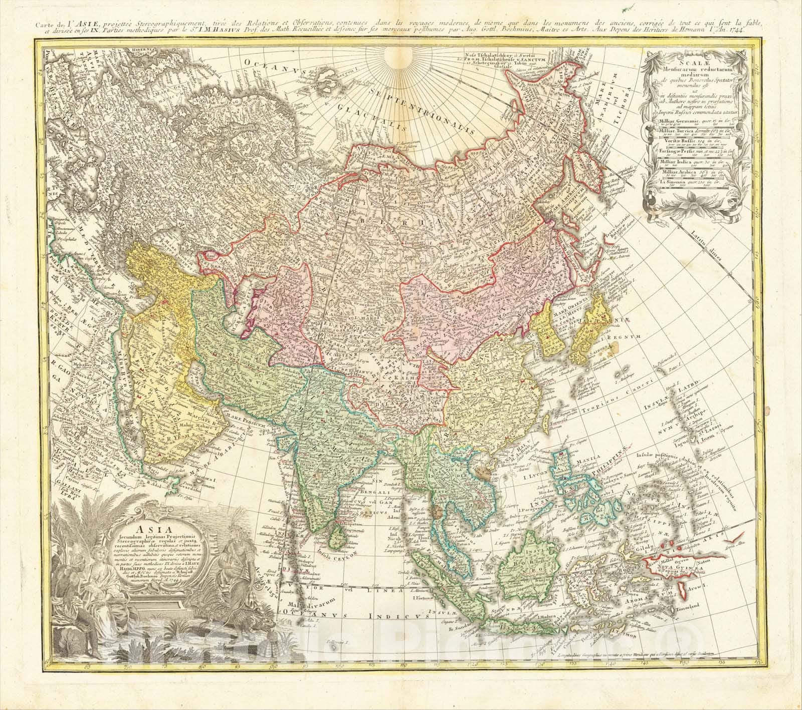 Historic Map : Asia Secundum legitimas Projectionis Stereigraphicae regulus ext juxta recentissimas obserationes et relationes, 1744, 1744, Homann Heirs, Vintage Wall Art