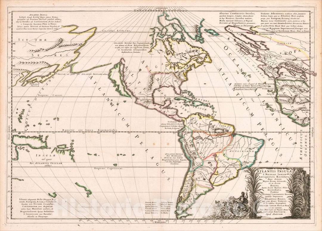 Isula Map Historic Map : Atlantis Insula, c1669, Nicolas Sanson, Vintage Wall Ar ...