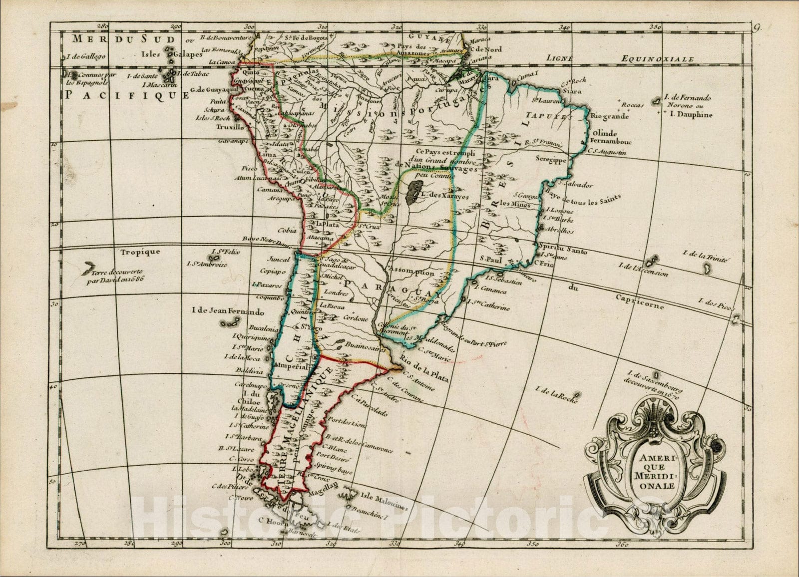 Historic Map : Amerique Meridionale, 1746, George Louis Le Rouge, v1, Vintage Wall Art