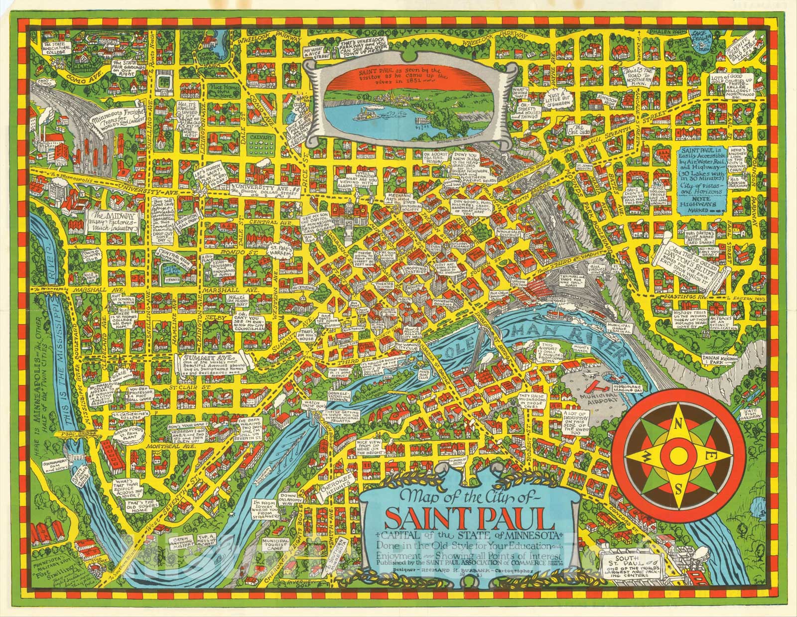 Antique Street City Map St. Paul, Minnesota, USA Stock Photo by