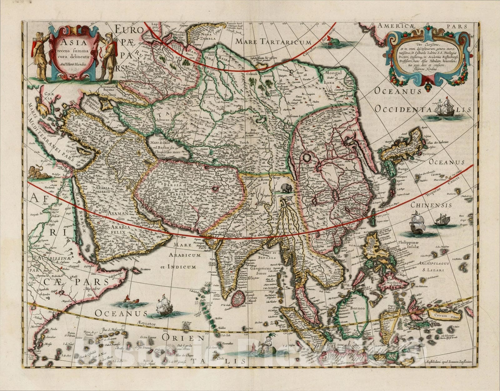 Historic Map : Asia recens summa cura delineata Auct. Jud. Hondio , c1630, , Vintage Wall Art