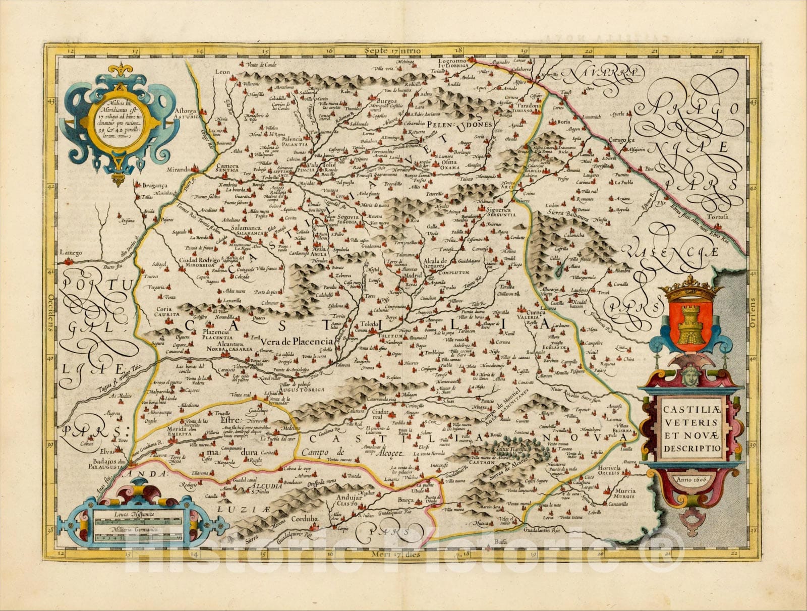 Historic Map : Castiliae Veteris et Novae Descriptio. 1606, c1620, , Vintage Wall Art