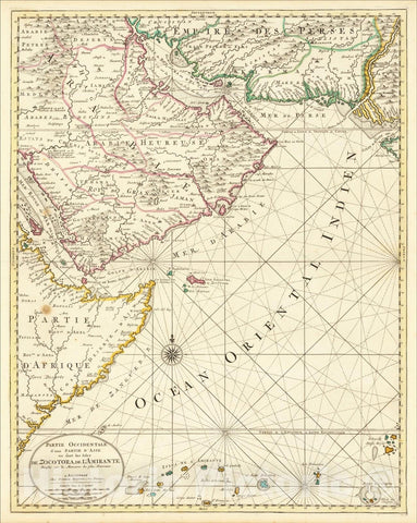 Historic Map : [Arabian Peninsula, Persia etc.] Occidentale d'une D'Asie ou sont les Isles De Zocotora De l'Amirante, c1700, Pieter Mortier, Vintage Wall Art