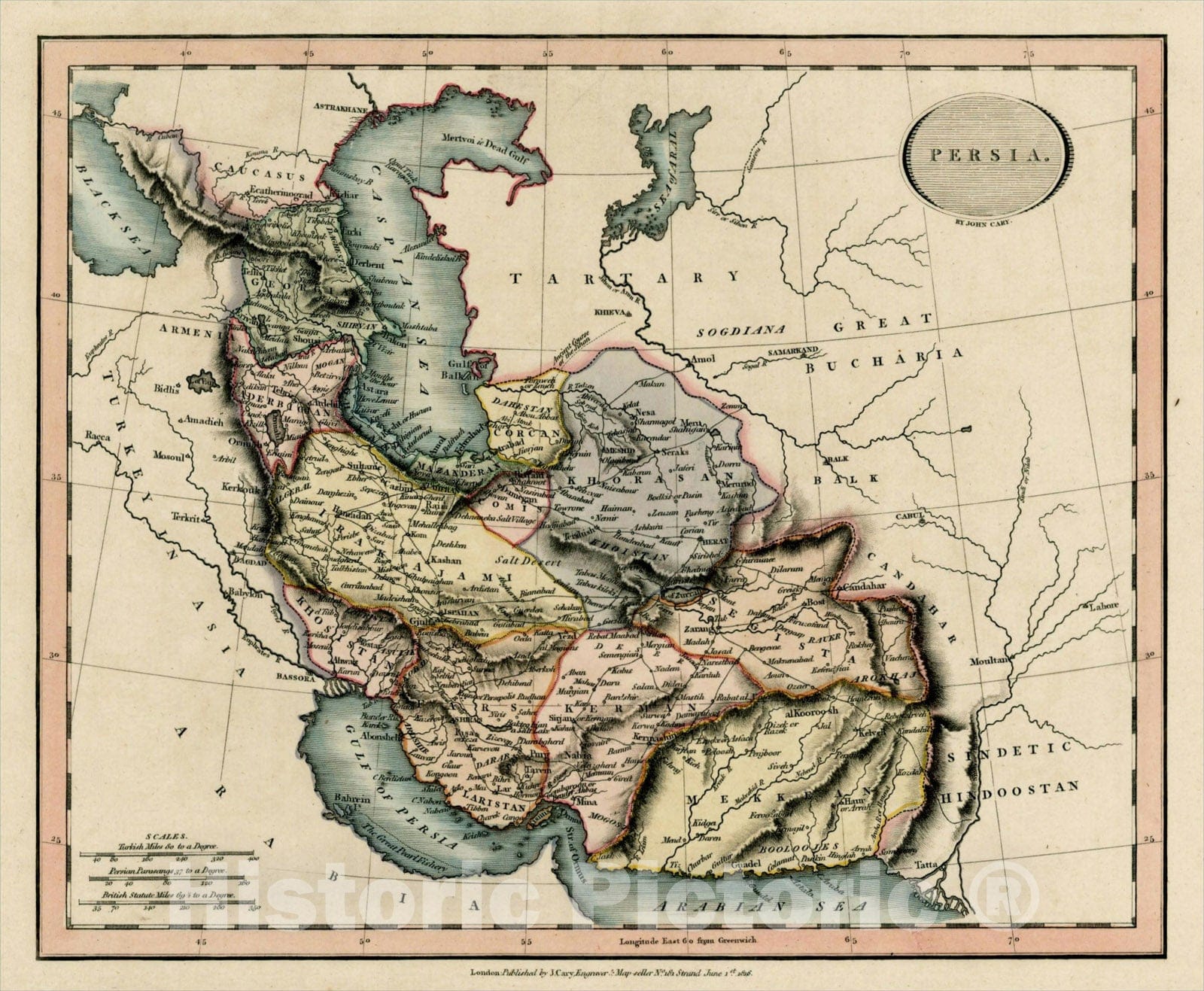 Historic Map : Persia, 1816, John Cary, Vintage Wall Art