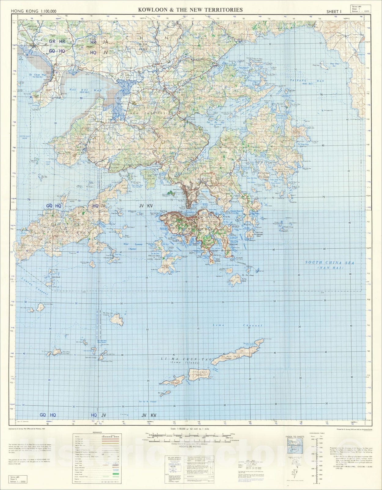 Historic Map : Kowloon and The New Territories, 1960, Geographical Section, War Office (UK), Vintage Wall Art