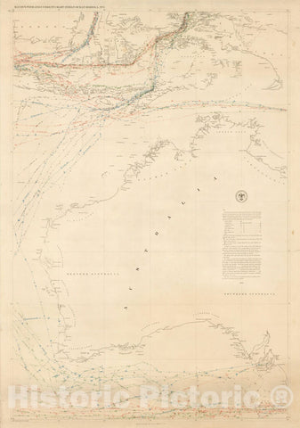 Historic Map : Maury's Wind and Current Chart, Indian Ocean Series A. No. 7 (Western Australia, New Guinea, Spice Islands, etc.), 1852, Matthew Fontaine Maury, Vintage Wall Art