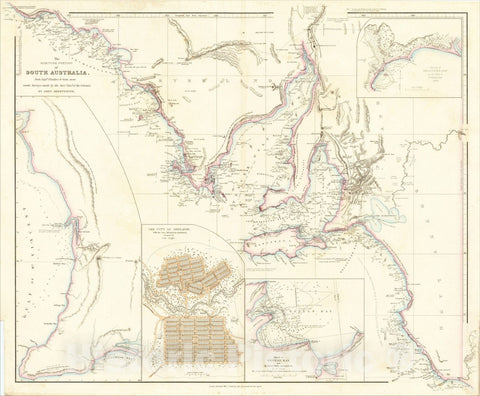 Historic Map : The Maritime Portion of South Australia, from Capt. Flinders & from more recent Sruveys made by the Survr. Genl. of the Colonies, 1840, Vintage Wall Art