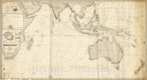 Historic Map : Indian Ocean (includes New Zealand and Australia), 1883, James Imray & Son, Vintage Wall Art