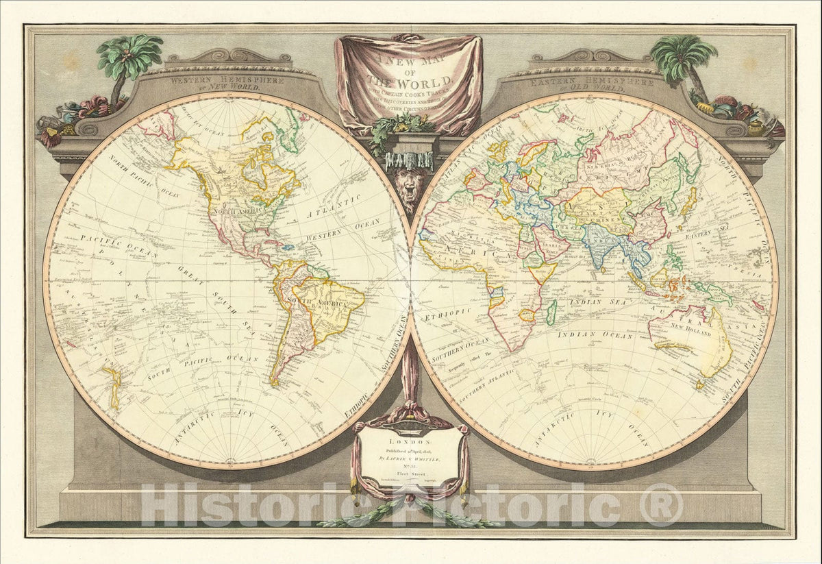 Historic Map : A New Map of The World, with Captain Cook's Tracks, His ...