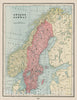 Historic Map : Sweden and Norway, 1899, George F. Cram, Vintage Wall Art