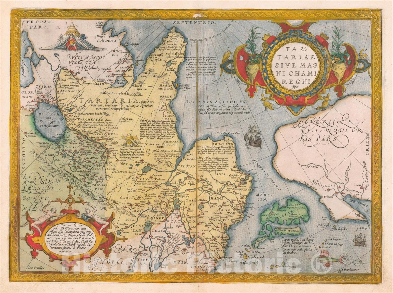 Historic Map : Tartariae Sive Magni Chami Regni typus, 1573, Abraham Ortelius, v1, Vintage Wall Art