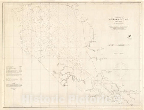 Historic Map : Upper Part of San Francisco Bay California, 1862, United States Coast Survey, Vintage Wall Art