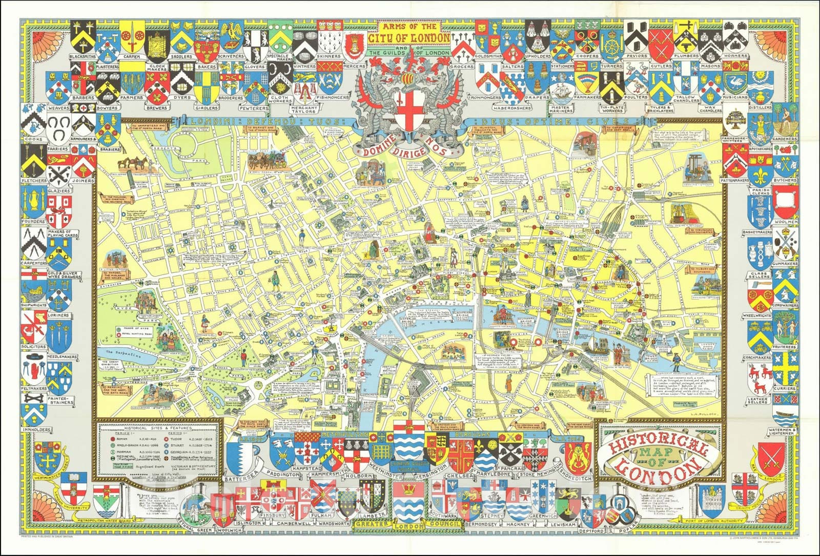 Historic Map : Historical Map of London, 1969, John Bartholomew, v1, Vintage Wall Art