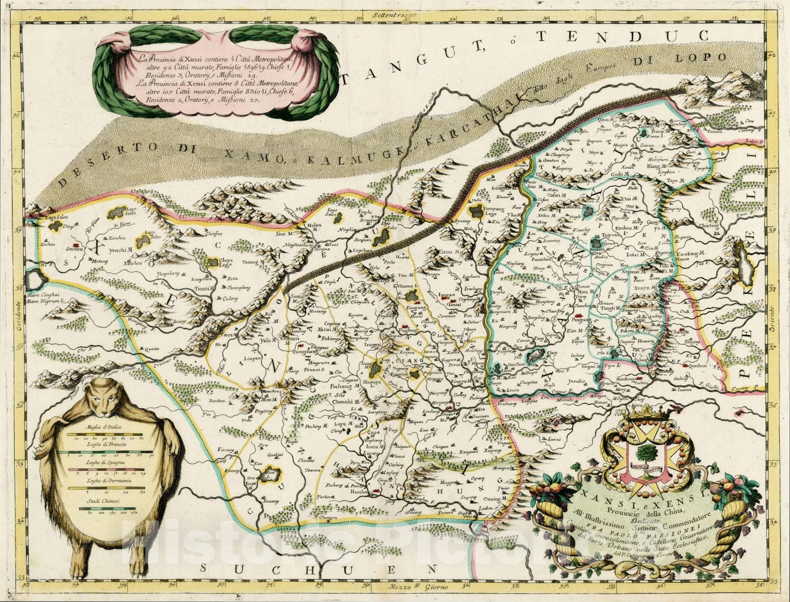 Historic Map : Xansi, e Xensi Provincie della China , c1690, , Vintage Wall Art