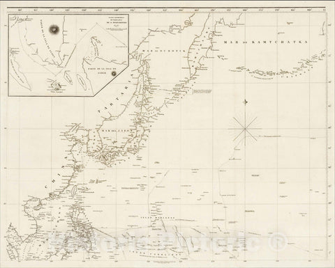 Historic Map : [Spanish Chart of the Philippines, China, Japan, Korea, Kamtchatka, Western Pacific], 1812, Jose Espinosa y Tello, Vintage Wall Art