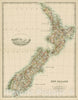 Historic Map : New Zealand, 1875, W. & A.K. Johnston, Vintage Wall Art