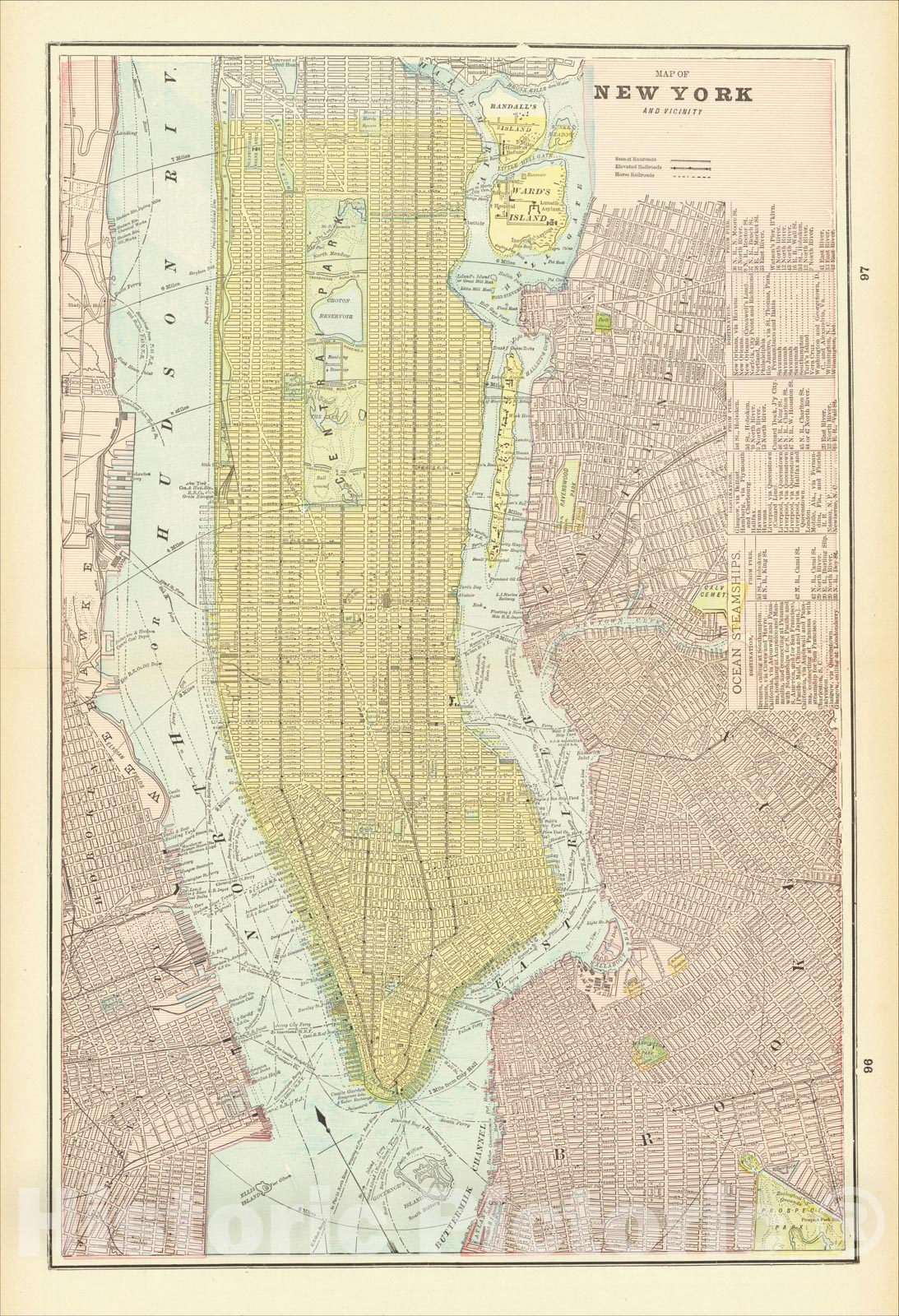 Historic Map : Map of New York and Vicinity, 1893, George F. Cram, v1, Vintage Wall Art