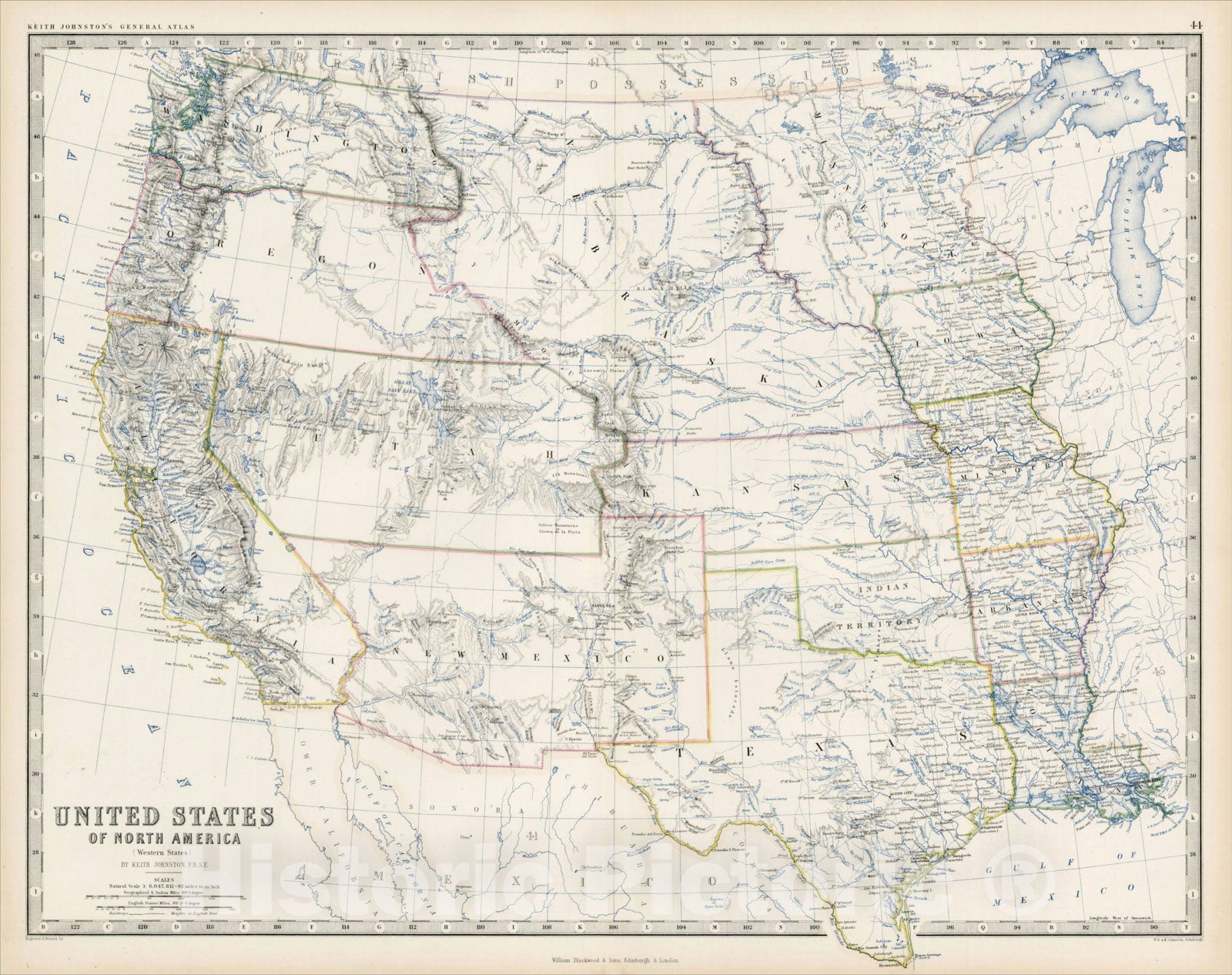 Historic Map : United States of North America (Western Sheet), c1855, , Vintage Wall Art