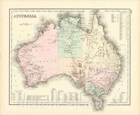 Historic Map : Australia, 1875, O.W. Gray, Vintage Wall Art