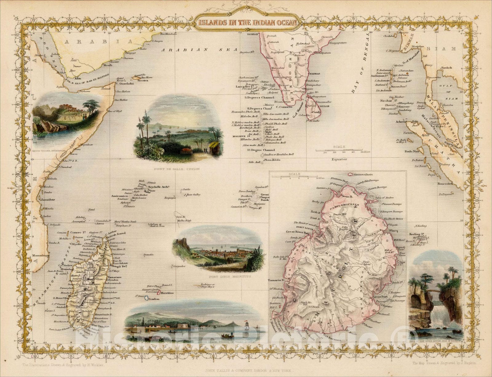 Historic Map : Islands in the Indian Ocean, 1851, John Tallis, v2, Vintage Wall Art