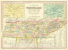 Historic Map : A New Map of Tennessee with its Roads & Distances from palce to place along the Stage & Steamboat Routes. By H.S. Tanner, 1836, Vintage Wall Art