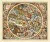 Historic Map : Coeli Stellati Christiani Haemisphaerium Prius, 1684, Andreas Cellarius, Vintage Wall Art