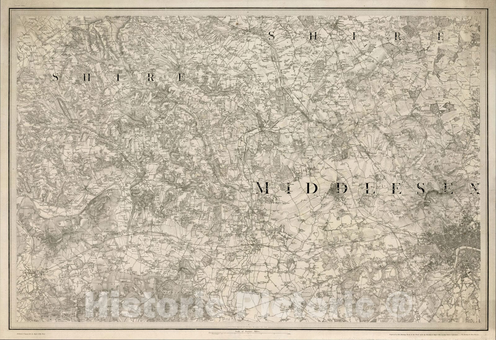 Historic Map : [Ordnance Survey Map of Middlesex Sheet VII], 1822, , Vintage Wall Art
