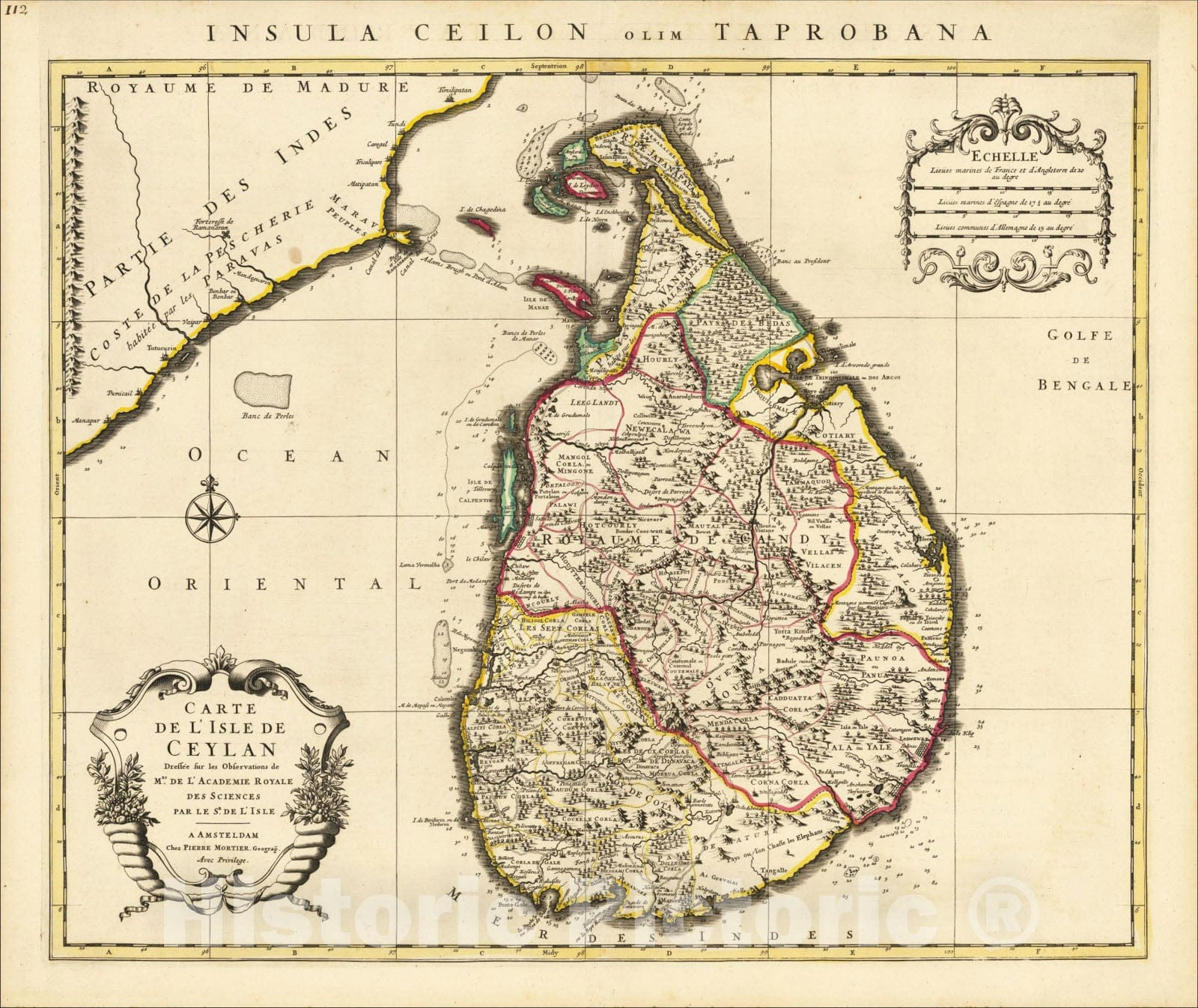 Historic Map : Carte De L'Isle de Ceylan Dressee sur les Observations ...