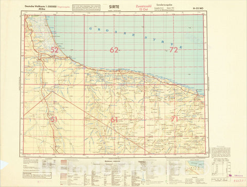 Historic Map : (Second World War - North Africa) Deutsche Weltkarte 1:500000 Afrika, 1942, General Staff of the German Army, Vintage Wall Art