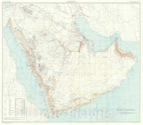 Historic Map : Arabian Peninsula, 1958, Directorate General of Petroleum & Mineral Affairs, v2, Vintage Wall Art