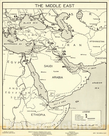 Historic Map : The Middle East, c1950, Norman J. Padelford, Vintage Wa ...