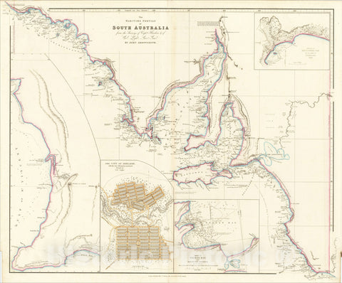 Historic Map : The Maritime Portion of South Australia, from Capt. Flinders & from more recent Sruveys made by the Survr. Genl. of the Colonies, 1839, Vintage Wall Art