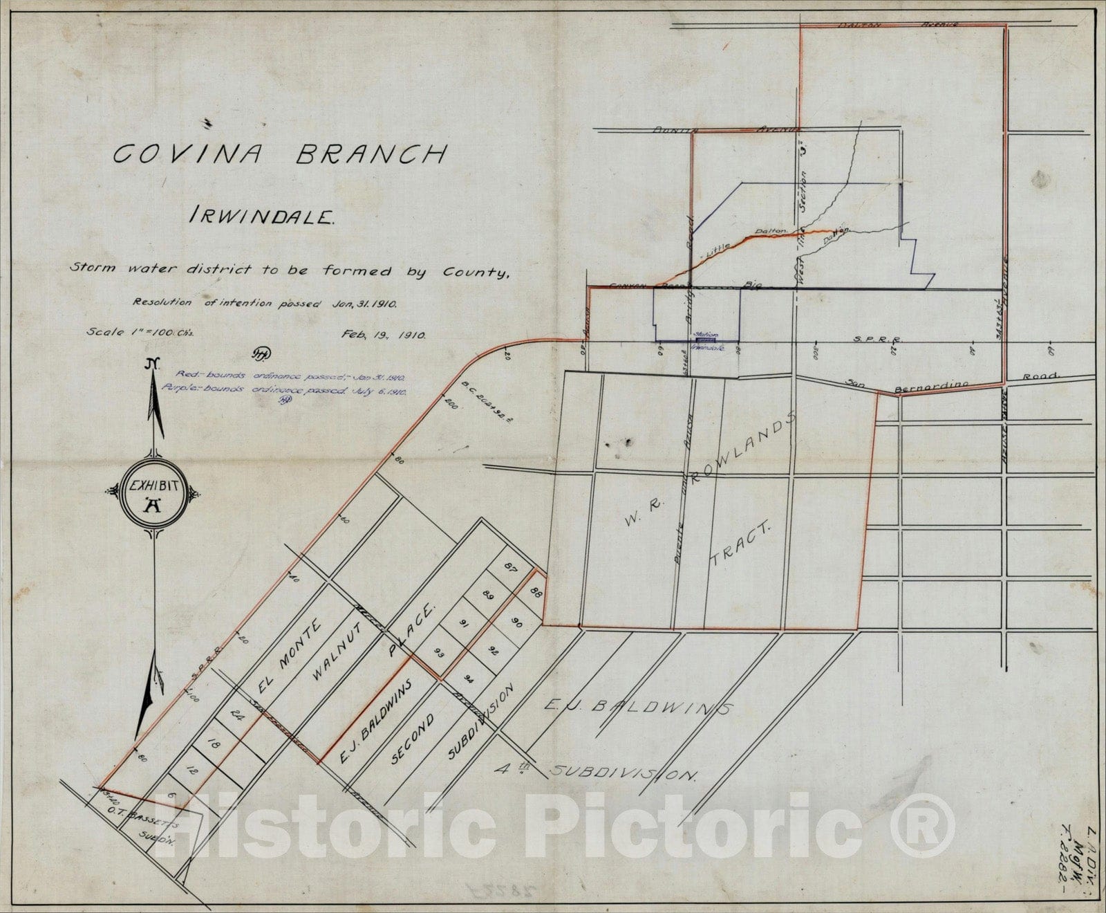 Historic Map : Covina Branch Irwindale, 1910, , Vintage Wall Art ...