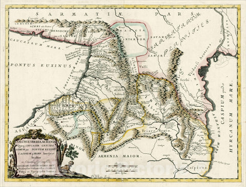 Historic Map : Colchis Iberia Albania Quaeq; Caucasiae Gentes Istmum qui Pontum Euxinu Caspium q; Mare Interjacet Incolunt, 1694, 1694, , Vintage Wall Art