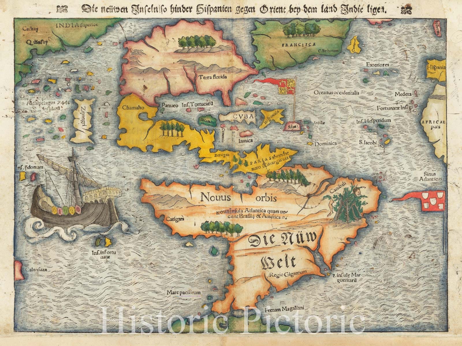 Historic Map : [First Map of the Continent of America] Die Neuwen Inse ...