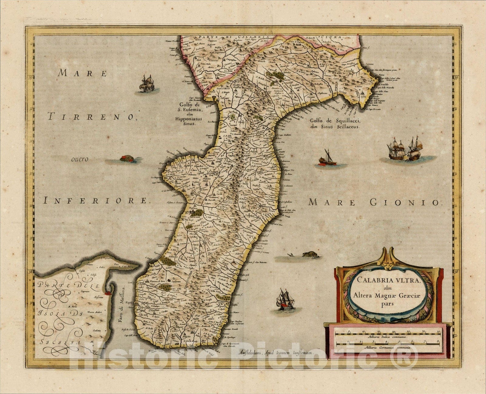 Historic Map : Calabria Ultra olim Altera Magnae Graeciae pars, c1630, , Vintage Wall Art