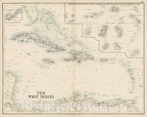 Historic Map : The West Indies [with Bermuda Inset], 1854, , Vintage Wall Art