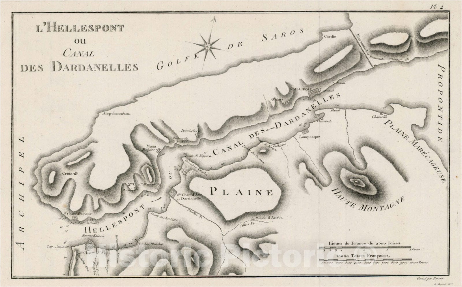 Historic Map : L'Hellespont ou Canal Des Dardanelles, 1801, , Vintage Wall Art