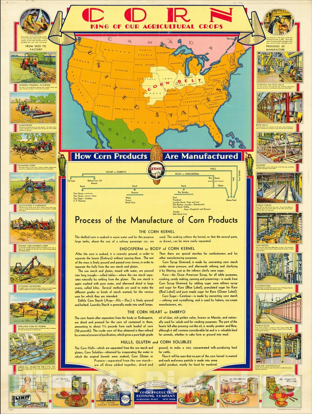 Historic Map : Corn - King of Our Agricultural Crops, 1929, Corn Produ ...