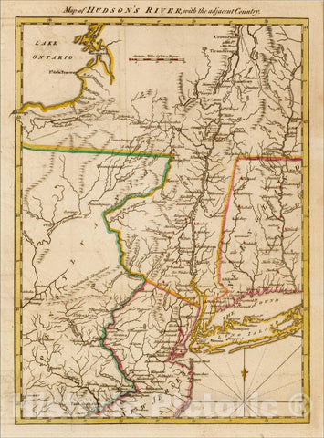 Historic Map : Map of Hudson's River, with the adjacent Country, 1778, Gentleman's Magazine, Vintage Wall Art
