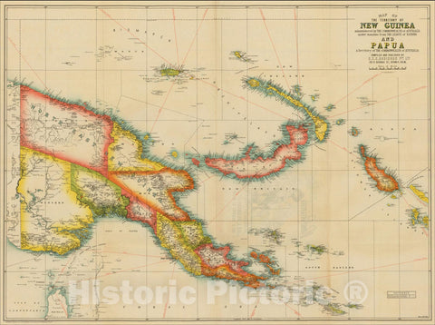 Historic Map : Map of The Territory of New Guinea administered by The Commonwealth of Australia, c1930, H.E.C. Robinson Pty Ltd, Vintage Wall Art