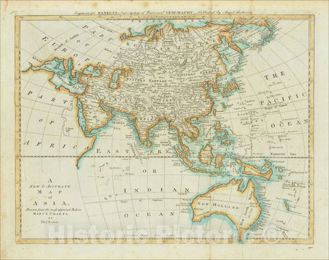 Historic Map : A New & Accurate Map of Asia, Drawn from the most approved Modern Maps & Charts, 1779 (with Australia -- names Sea of Korea), 1779, Vintage Wall Art