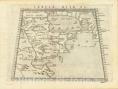 Historic Map : [Arabian Peninsula] Tabula Asiae VI, 1574, Girolamo Ruscelli, Vintage Wall Art