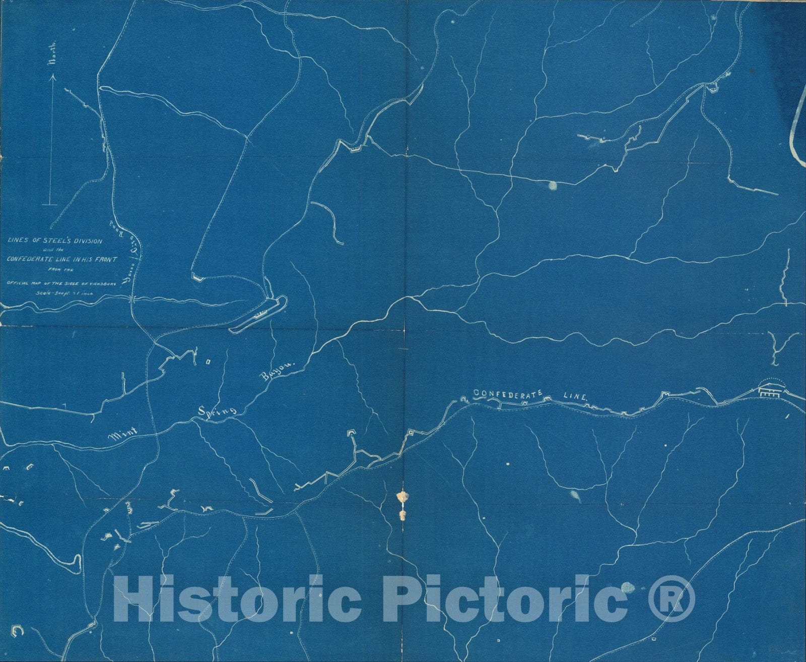 Historic Map : Line's of Steel's Division and the Confederate LIne in ...