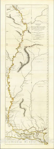 Historic Map : Course of the River Mississipi, from the Balise to Fort Chartres; Taken on an Expedition to the Illinois, 1775, Robert Sayer, Vintage Wall Art