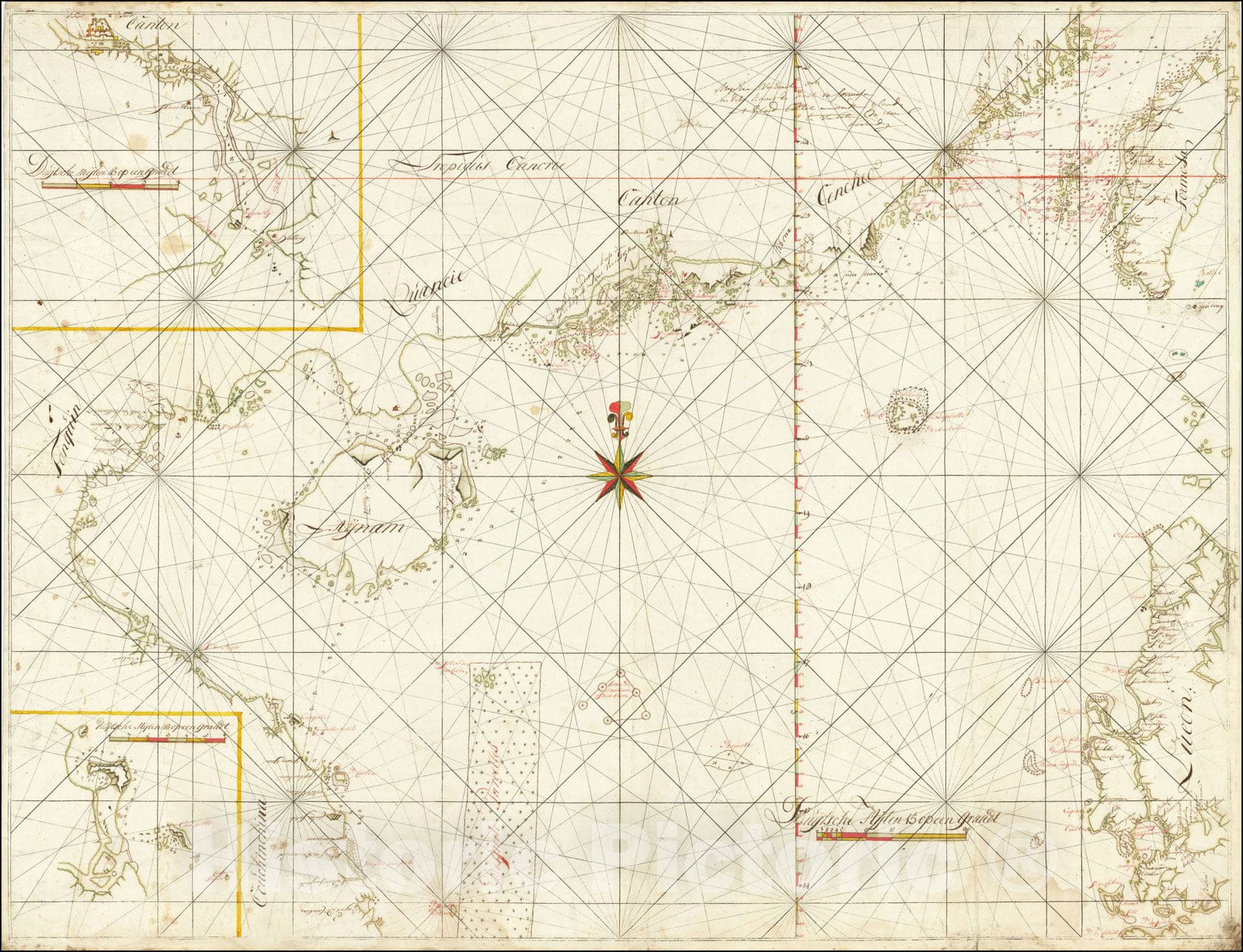 Historic Map : [China Sea, Luzon, Hong Kong, Canton, Formosa] Bogt Toncqin, 0, Gerrit De Haan, Vintage Wall Art