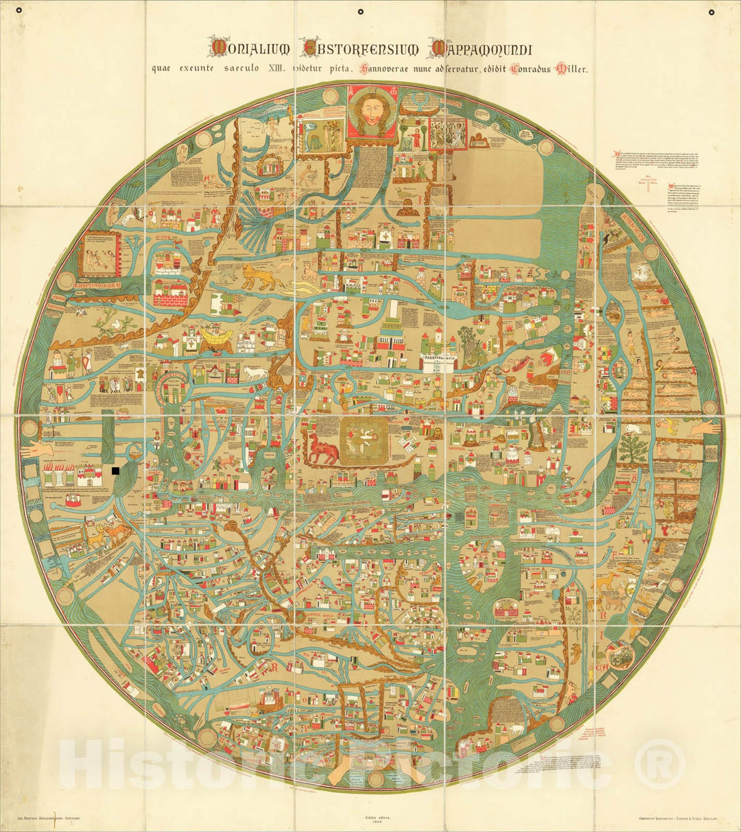 Historic Map : [Ebstorf Mappa Mundi] Monialium Ebstorfensium mappamundi, 1898, Eckstein & Stahle, Vintage Wall Art