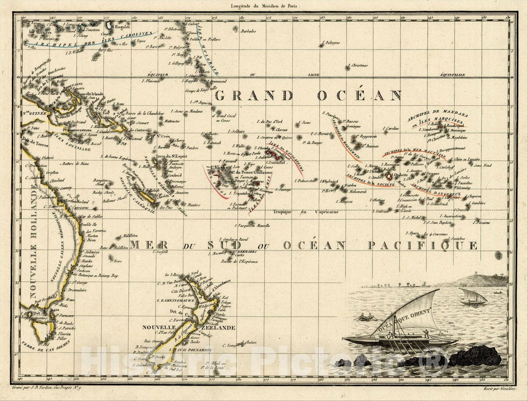 Historic Map : Oceanique Oriente., 1812, Conrad Malte-Brun, Vintage Wall Art