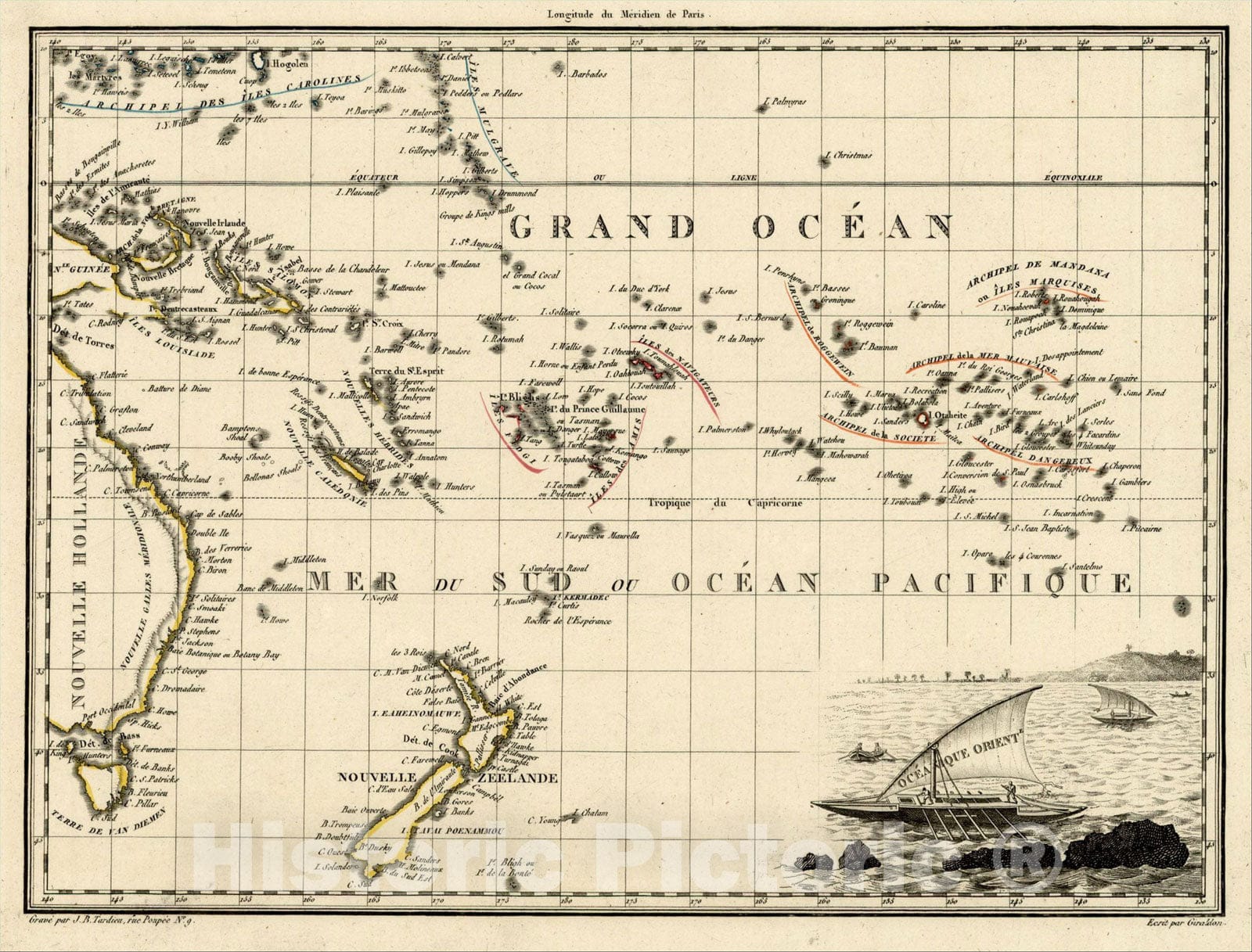 Historic Map : Oceanique Oriente., 1812, Conrad Malte-Brun, Vintage Wall Art