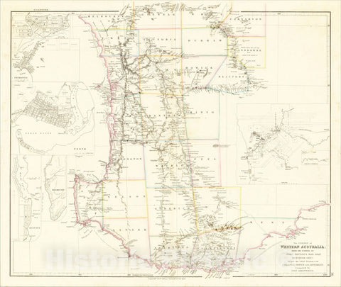 Historic Map : The Colony of Western Australia; From The Surveys of John Septimus Roe Esqr. Surveyor Genl., 1839, John Arrowsmith, v2, Vintage Wall Art